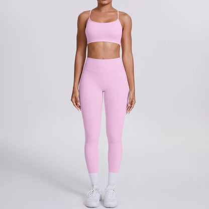 Yoga Suit Sports Set Gym Seamless High Impact Sports Bra Women's High Waist and Hips Tight Peach Buttocks Pants Womens Sportswea