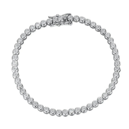 18k Plated 2mm Bubbles Moissanite Tennis Bracelet for Women Luxury Bangles 100% Sterling Silver 925 Full Diamonds Chain
