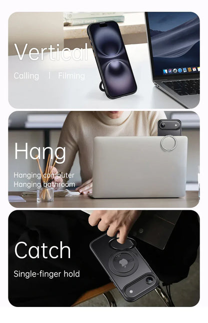 360° transparent Round ring Case for IPhone 12 13 14 15 16 Pro Max Fall prevention funda Cover sling Metal buttons 17 Air case