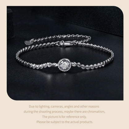 925 Sterling Silver 0.5CT Sparkling Moissanite Bracelet Bezel Setting Lab Diamond Chain Link for Women Anniversary Gift