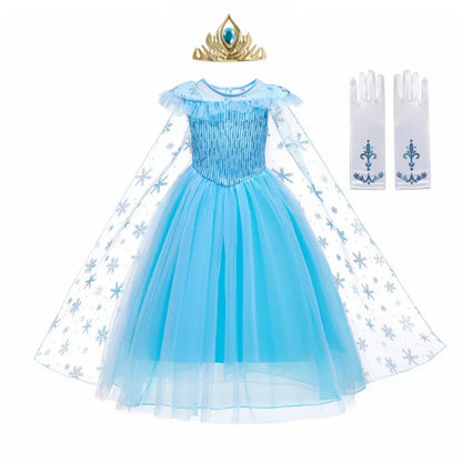 Girls Elsa Dresses Costume Clothes Kid Cosplay Princess Dress Snow Queen Vestido Children Birthday Parti Sukienki