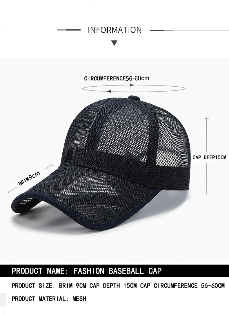Summer Men Hat Openwork Brim Breathable Mesh Cap Outdoor Sports Sunscreen Baseball Women Sunhat