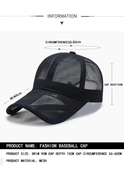Summer Men Hat Openwork Brim Breathable Mesh Cap Outdoor Sports Sunscreen Baseball Women Sunhat