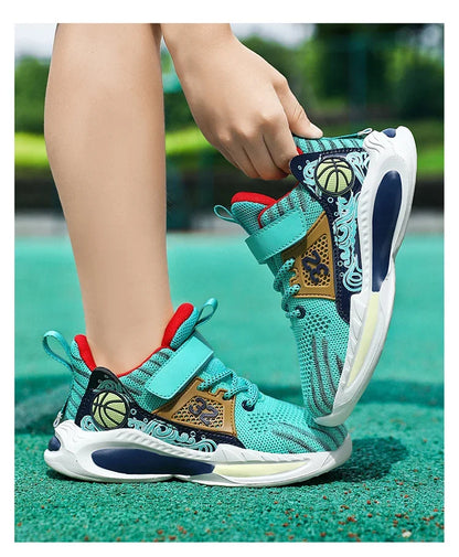 Brand Kids' Sports Shoes Non-slip Running Shoes Boys Basketball Sports Tennis Shoes Fashion Comfortable Teenager Casual Sneakers