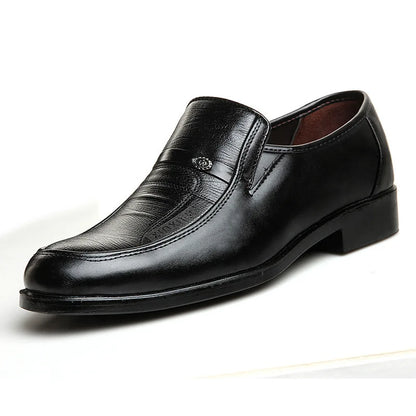 Men leather business shoes plus size slip-on loafers round toe anti-slip formal footwear