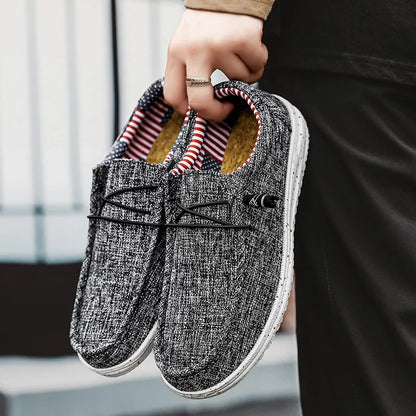 Men Casual Canvas Shoes Mens Loafers Breathable Slip on Flats Male Vulcanized Shoes Driving Shoes Plus Size 47 Walking Sneakers