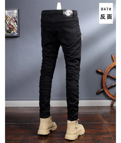 2024 Spring and Autumn New Fashion Black Stretch Straight Leg Jeans Men's Casual Comfort Breathable High-Quality Denim Pants