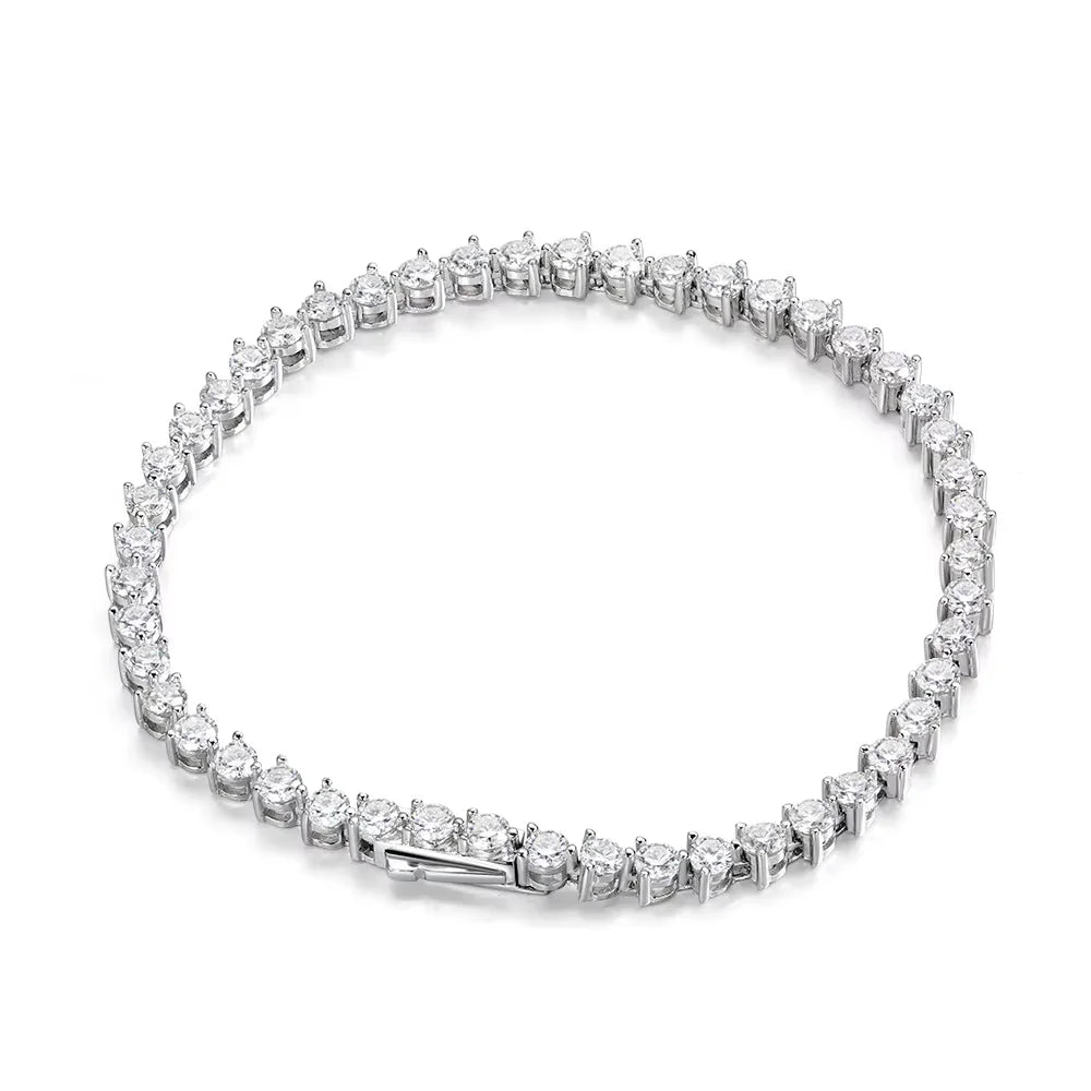 3 Claw Moissanite Tennis Bracelet 3mm GRA Certified Diamond Bracelet Chain s925 Sterling Silver Bracelets for Women Man