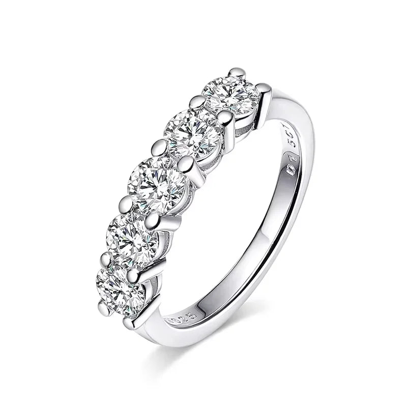 White Gold D Color 4mm Moissanite Ring for Women 1.5CTTW Stone Match Diamond Wedding Band Bride S925 Sterling Silver