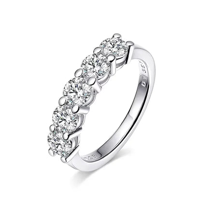 White Gold D Color 4mm Moissanite Ring for Women 1.5CTTW Stone Match Diamond Wedding Band Bride S925 Sterling Silver