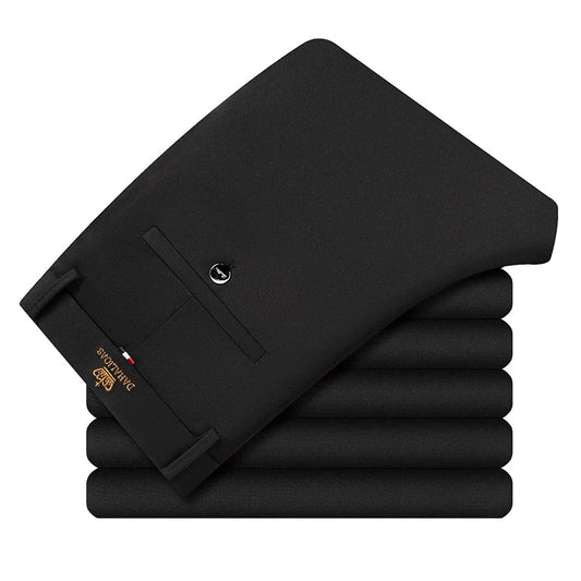 1-Pack Men's Professional Straight-Leg Stretch Formal Pants Non-Iron Comfortable Business Slacks Wrinkle-Resistant Loose Fit