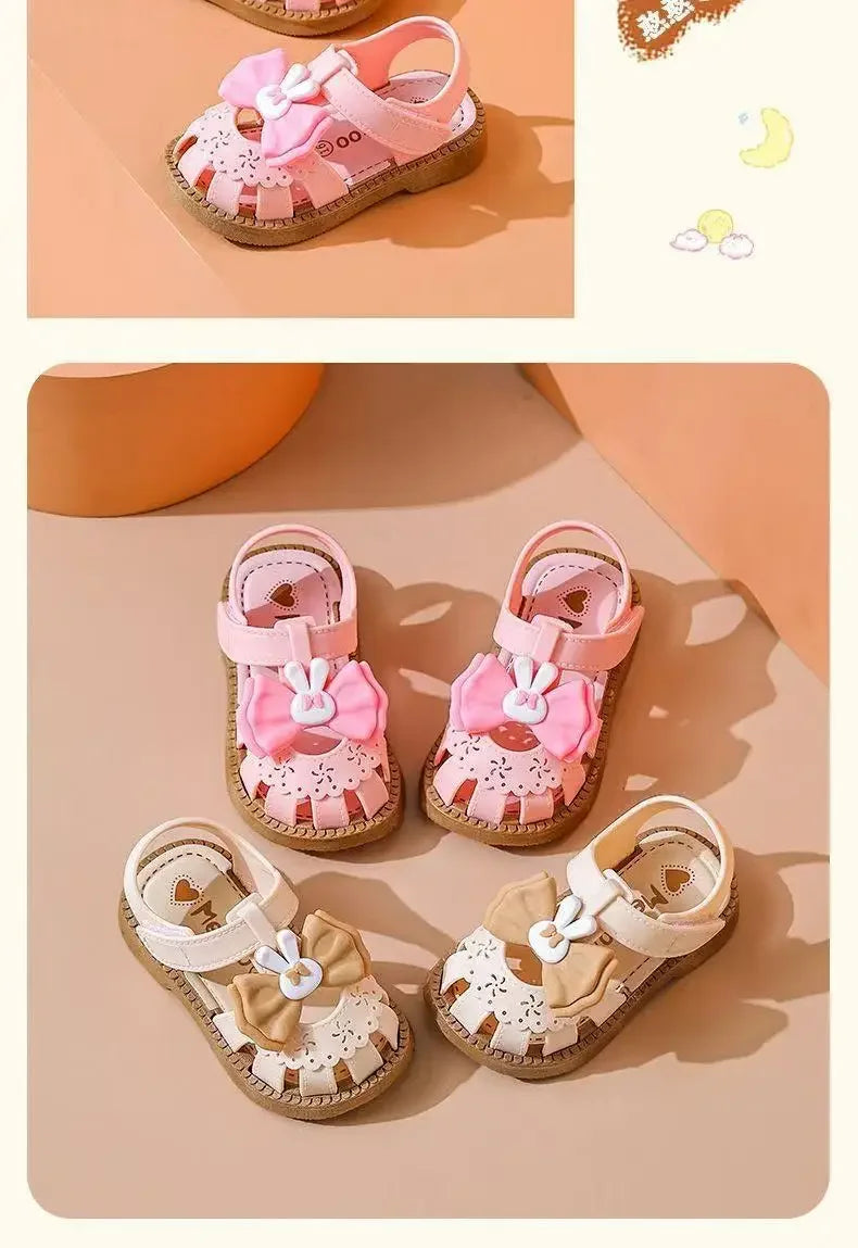 2026 Solid Bow Children's Summer Shoes Cute PVC Beach Non Slip Sandals For Baby Girls Footwear Soft Infant Kids Fashion Sandals