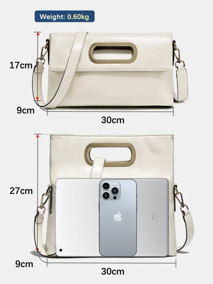 Genuine Leather Vintage Designer Handbag For Women Large Capacity Shoulder Bag New Brown Crossbody Bag Tote Bag Purse 2024