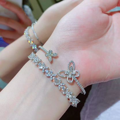 Luxury Butterfly Moissnaite Tennis Bracelets with Certificate /High Carbon Diamond Bracelet for Women 100% S925 Silver Jewelry