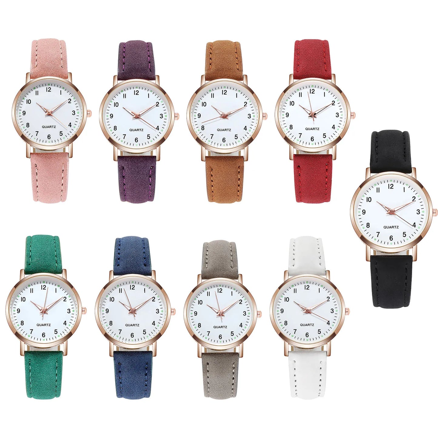 Ladies Diamond-Studded Luminous Retro Female Watch Leather Belt Quartz Watch Women Simplicity Casual Decoration Wristwatches
