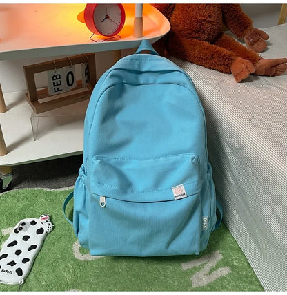 Sweet soft girl solid color large capacity student backpack new style for men and women college students simple trendy
