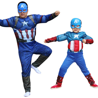 Avengers Superhero Cosplay Costume Captain America Adult Muscle Tank Top Set Carnival Party Outfit