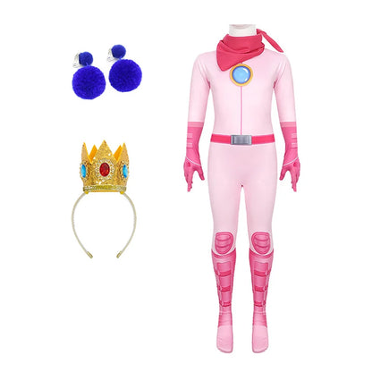 Princess Peach Costume Cosplay Jumpsuits For Girls Birthday Party Easter Carnival Performance Rompers Disguise Pink Clothing