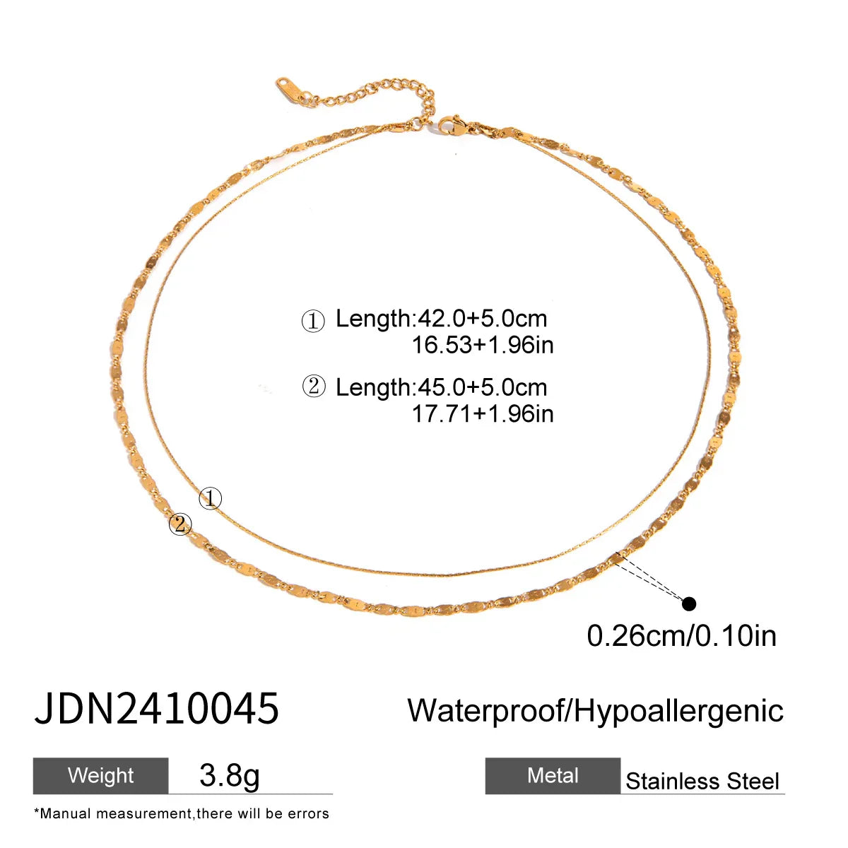 Simple Jewelry 18K Gold Plated Flat Snake Chain Layer Necklace Stainless Steel Snake Rope Chain Necklace Gift