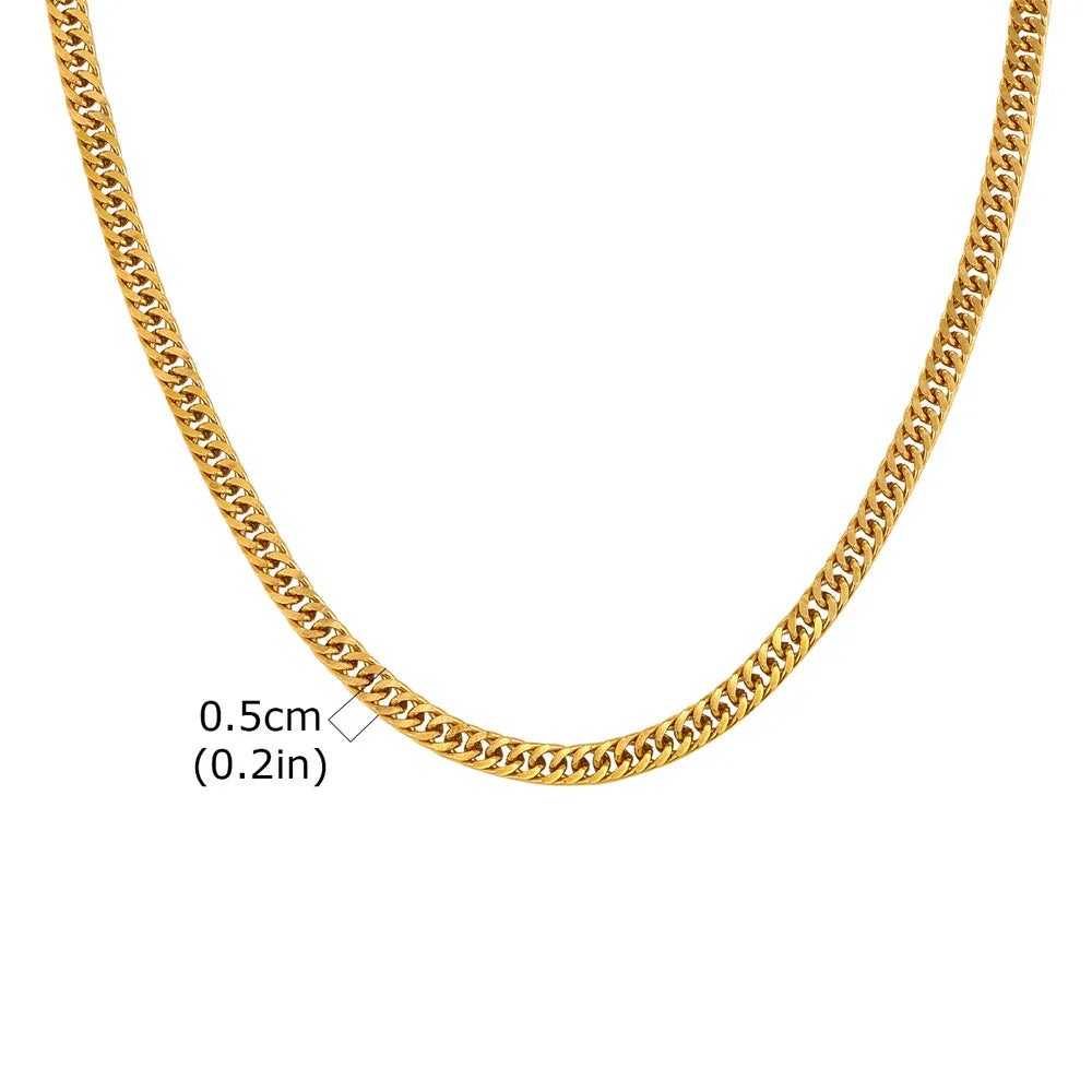 3/5/7/9mm Thick Cuban Chain Necklaces for Men Women,Simple Miami Curb Links Collar,Waterproof Stainless Steel Unisex Chain