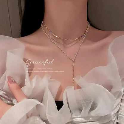 Heart Shape Pendant Necklaces Silver Color 5A Cubic Zirconia Minimalist Style Clavicle Chain Women And Girl Jewelry