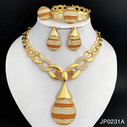 Elegant Dubai Women Jewelry Sets Luxury Design Necklaces Earrings Ring Bracelet Daily Wear Parties Vacations Ideal Gift