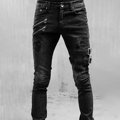 New 2025 Fashion Men's Pants Casual Jeans Men's Thigh Zipper Design Straight leg Jeans Pants Large Size S-4Xl