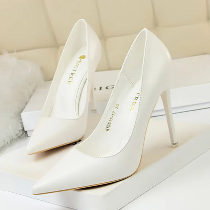 2023 Women 7.5cm 10.5cm High Heels Pumps Lady Wedding Bridal Scarpins Stripper Low Heels Plus Size Fetish Party Blue Pink Shoes