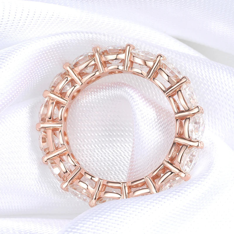 3/3.5/5mm Rose Gold Color All Moissanite Rings for Women Sparkling Wedding Ring 925 Sterling Silver Classic Jewelry Bands