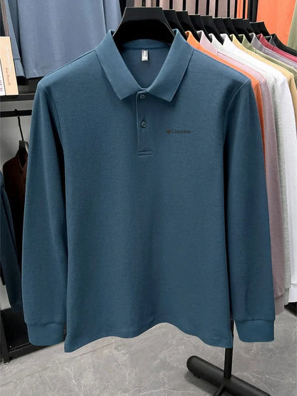High end brand Polo shirt long sleeved fashionable printed men's top spring 100% cotton skin friendly comfortable casual T-shirt