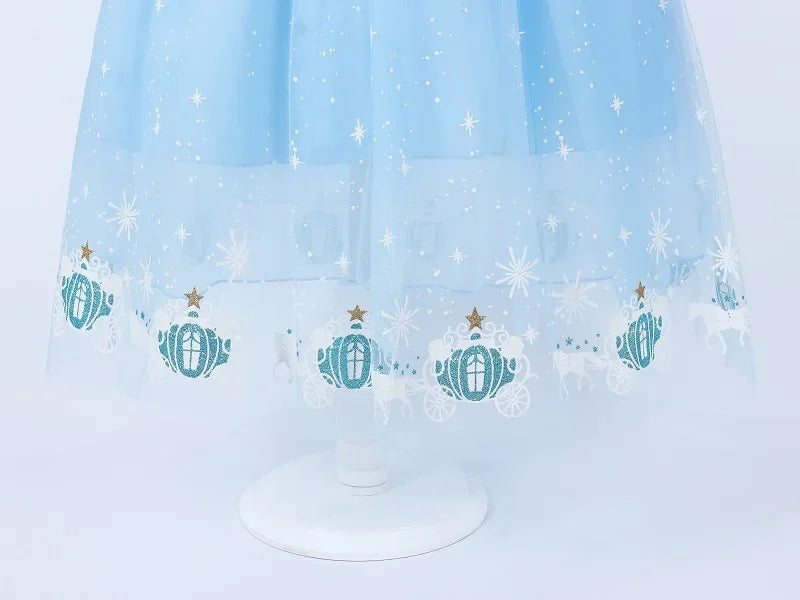 Cinderella Princess Cosplay Dress for Girl Kids Ball Gown Sequin Carnival TUTU Puff Mesh Clothing for Birthday Gift Purim Dress
