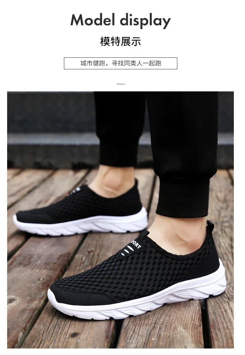 Lightweight Men Casual Shoes Breathable Slip on Male Casual Sneakers Anti-slip Men's Flats Outdoor Walking Shoes Size 39-46