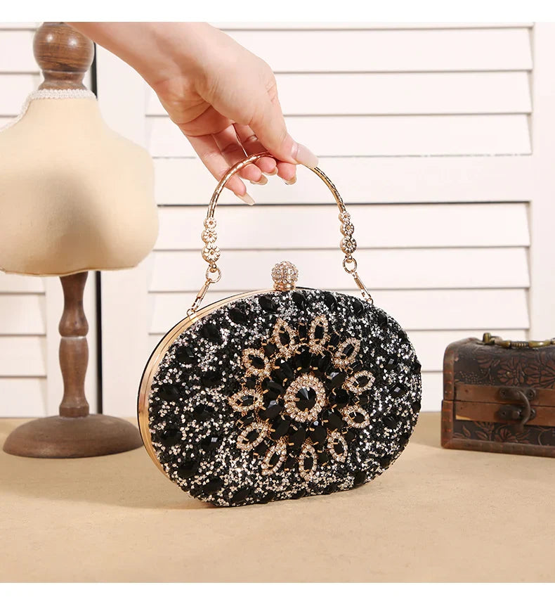 Cross-border explosive sunflower dinner bag Fashion banquet clutch bag Dress evening bag Diamond set bag European and American p