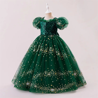 Summer Sequins Party Girls Dress Elegant Wedding Bridesmaids Birthday Prom Dresses for Girl Birthday Evening Christmas Costumes