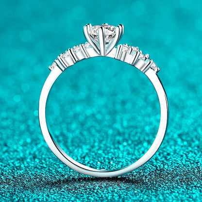 Pass Diamond Tester 5/6.5mm D VVS1 Moissanite Rings for Women Sparkling Wedding Promise Band 925 Sterling Silver Jewelry