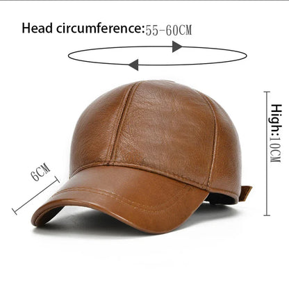 Adjustable Men's Genuine Cowhide Leather Baseball Cap for Fall Winter Outdoor Sports Hat Men Real Cowhide Leather Caps