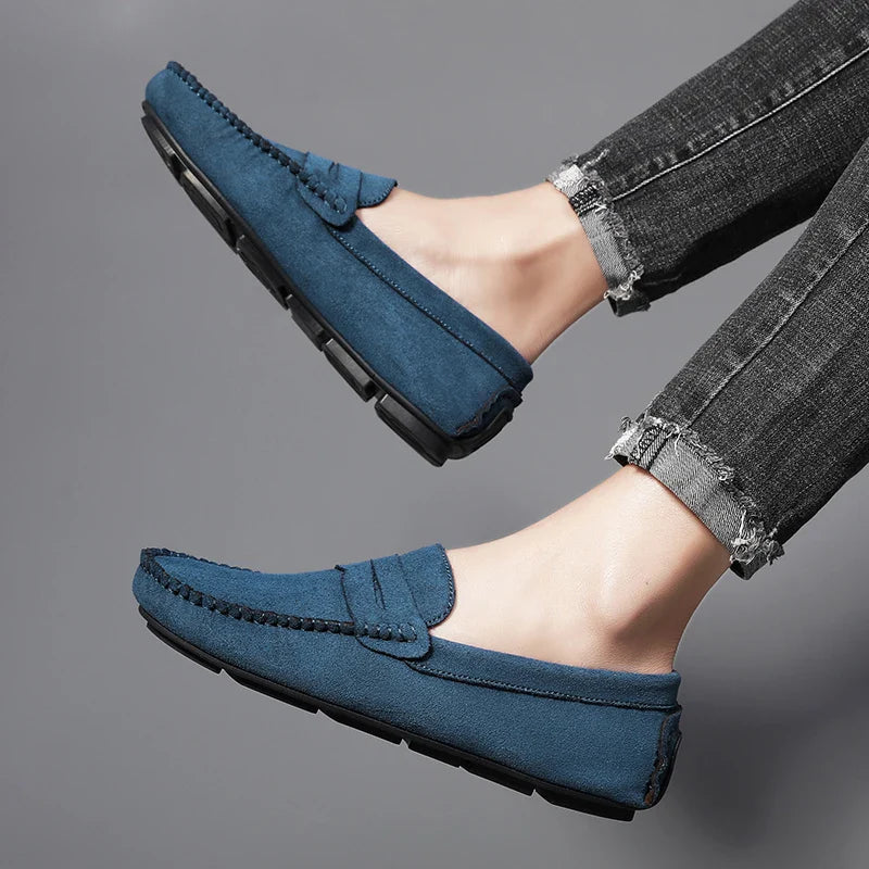 Sapatos Masculinos Casuais de Camurça, Respiráveis, de Couro, Loafers Masculinos, Slip-on, Sapatos de Dirigir Masculinos, Marca de Luxo, Sapatos Náuticos Confortáveis