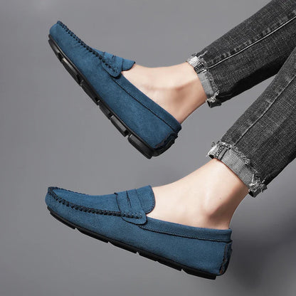 Sapatos Masculinos Casuais de Camurça, Respiráveis, de Couro, Loafers Masculinos, Slip-on, Sapatos de Dirigir Masculinos, Marca de Luxo, Sapatos Náuticos Confortáveis