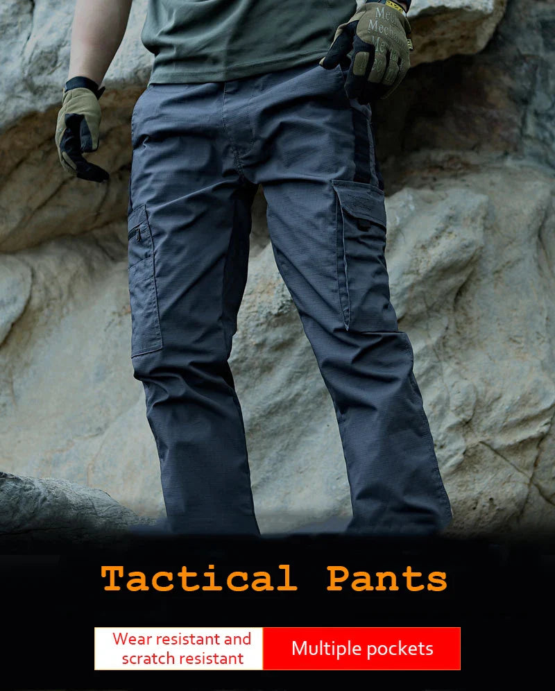 2024 Men's Tactical Pants City Casual Cargo Trousers Waterproof Multi-pocket Wear-Resistant Outdoor Training Work Male Trousers