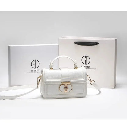 Luxury Designer Bags with High Quality Alligator Printing Leather and Delicate Metal Design Women's Portable Shoulder Bag