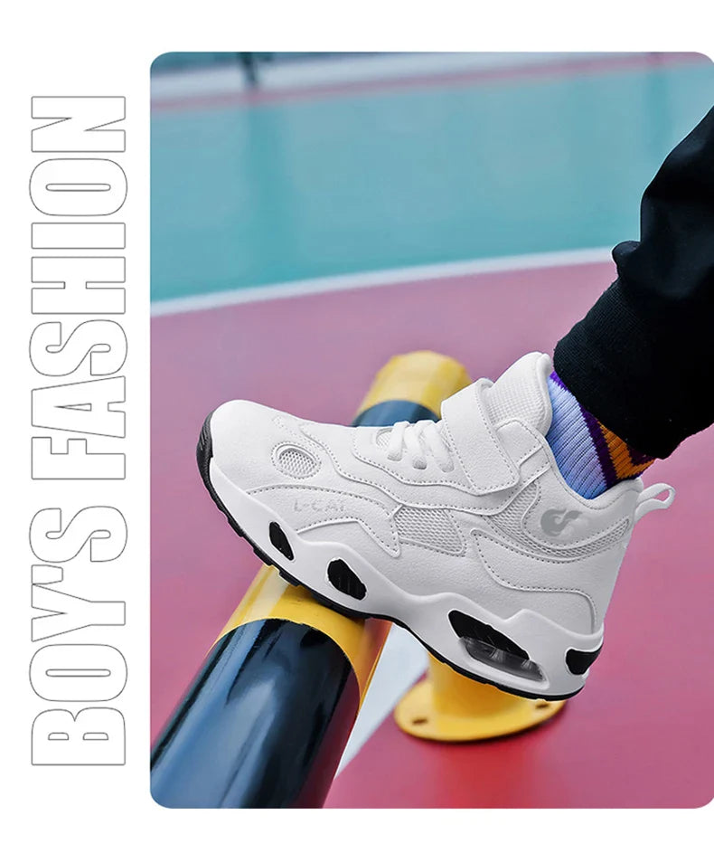 Children's High-top Basketball Shoes Anti-slip Basketball Combat Boots Boys Girls Outdoor Cushioned Sneakers Ankle Support Shoes