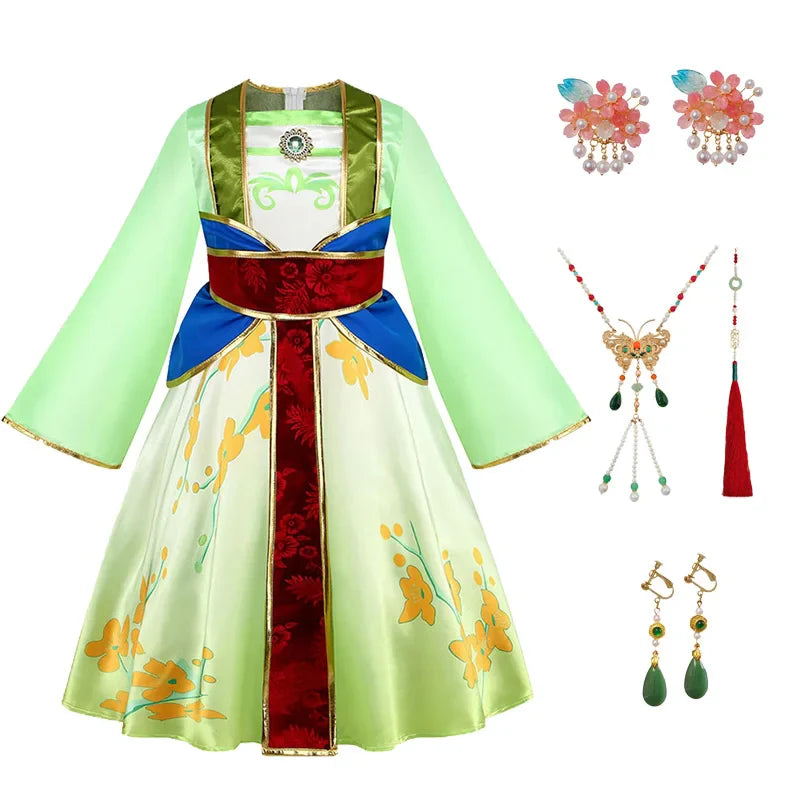 Girls Halloween Clothes Mulan Cosplay Dress Children Performance Costumes Girl Chinese Style Dress Disney Girl Priness Clothes