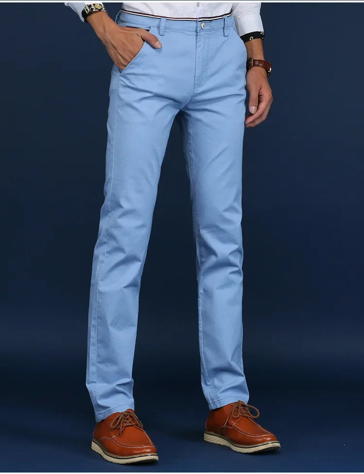 Classic Style Men Spring Summer Thin Casual Pants Fashion Business Cotton Solid Color Office Trousers High Quality Men Trousers