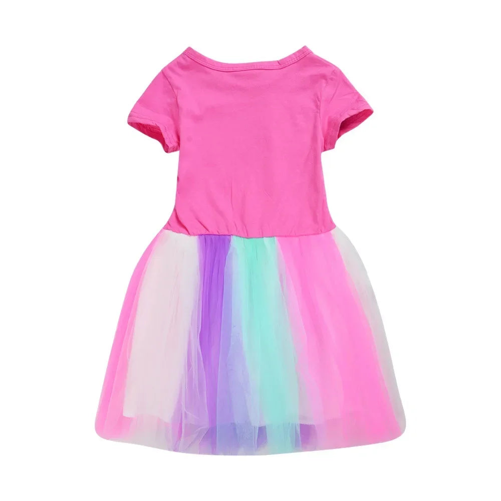 2025 Girls Princess Dress Kids Cute JOJO Siwa T Shirt Pleated Dresses Children Summer Vestidos Cartoon Birthday Party Clothes