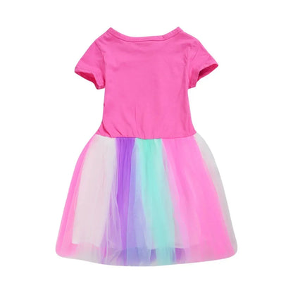 2025 Girls Princess Dress Kids Cute JOJO Siwa T Shirt Pleated Dresses Children Summer Vestidos Cartoon Birthday Party Clothes