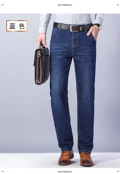 2024 Spring and Autumn New Fashion Trend Solid Color Straight Leg Jeans Men's Casual Relaxed Comfortable Breathable Trousers