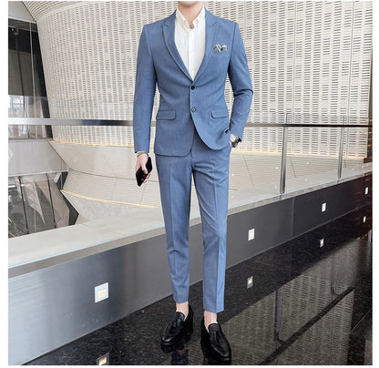 Conjunto de Terno Masculino de Negócios Slim Fit Três Peças 2025 de Alto Padrão Estilo Coreano para Casamento Noivo Festa Terno Colete Calças M-4XL