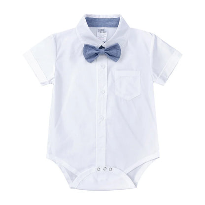 Baby Boy Formal Birthday Outfit Suit Toddler Gentleman Clothes Infant Short Sleeve Bowtie Shirt+Suspender Pants Casual Sets