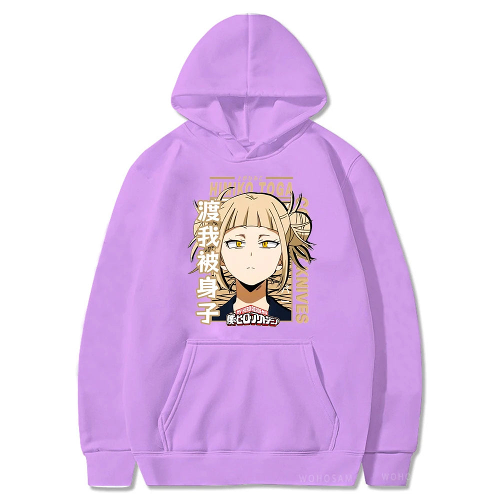 My Hero Academia Kawaii Himiko Toga Women Hoodies Printed Aesthetics Head Poster Manga Harajuku Anime Printed Hooded Sweatshirts