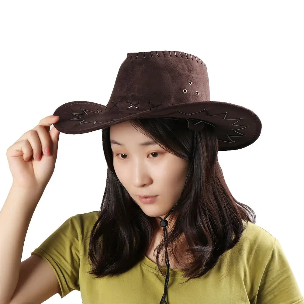 Women Men Cowboy Hat Western Suede Cowgirl Hats Fashion West Fancy Dress Party